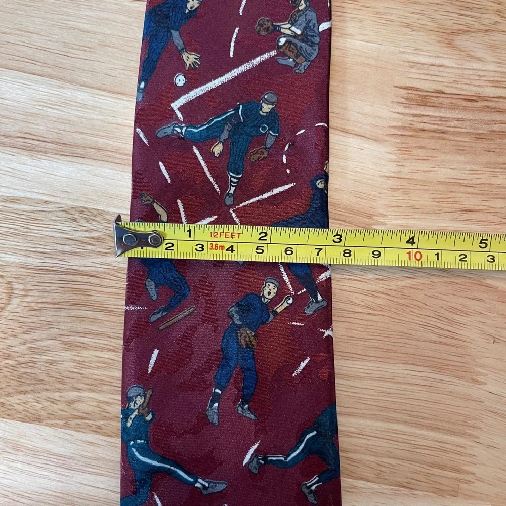 Royal Knight Kids Baseball Tie Burgundy Polyester Fun Print Necktie‎